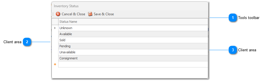 Inventory Status window